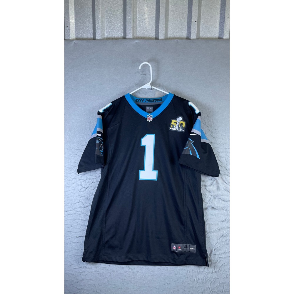 Nike Jersey Men XL Black Excellent Cam Newton Carolina Panthers Super Bowl 50